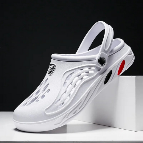 Side profile of new unisex waterproof outdoor sandals, showcasing durable construction & athletic style.