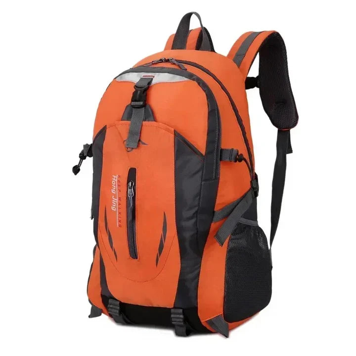 Rugged waterproof outdoor adventure backpack, unisex, with durable fabric & multiple storage pockets.