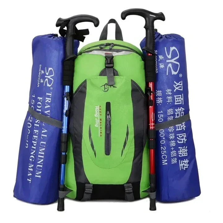 All-purpose unisex waterproof backpack for outdoor travel, hiking & commute; multiple storage pockets.