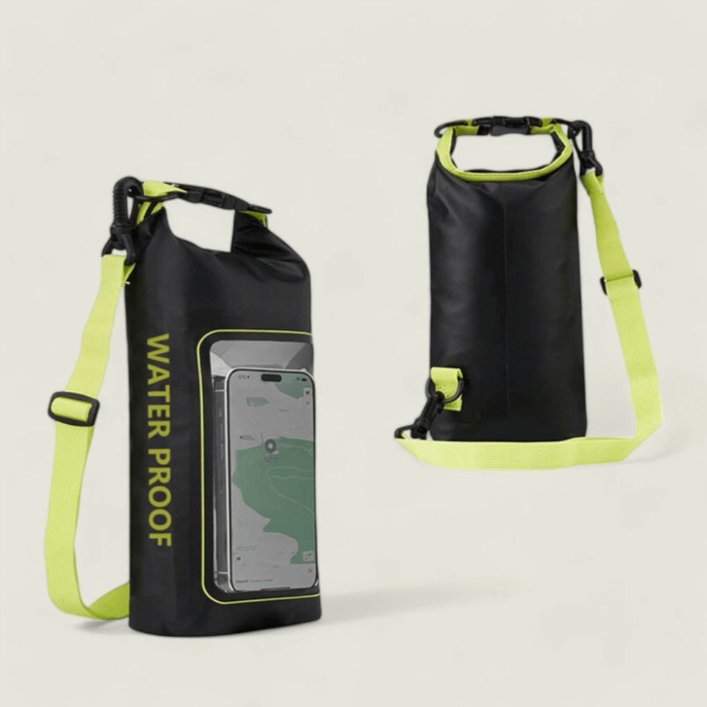 Durable waterproof phone pouch, perfect beach accessory & travel essential for secure device protection.