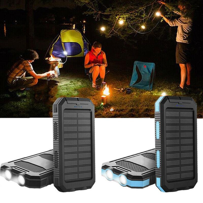 Essential outdoor gear: Waterproof solar power bank with dual USB. Charge anywhere, anytime via sun.