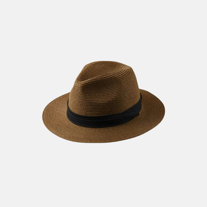 Stylish unisex straw sun hat with wide brim, perfect for summer fashion & ultimate sun protection. Breathable panama style.
