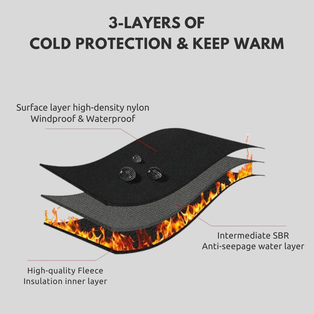 Pair of heated cycling & skiing gloves. Unisex outdoor gear for ultimate warmth in cold weather sports.