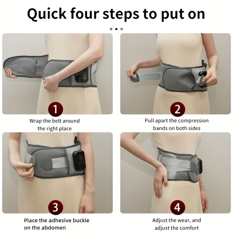 Relaxation-focused heated massage belt with adjustable heat & vibration for full body comfort.