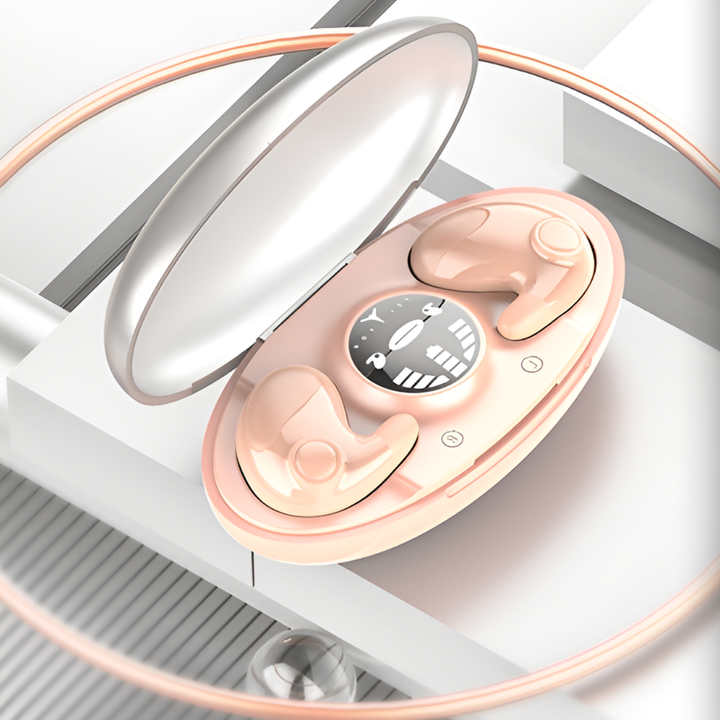Ergonomic black wireless noise cancelling Bluetooth earbuds. Portable in-ear headphones with long battery life & clear audio.