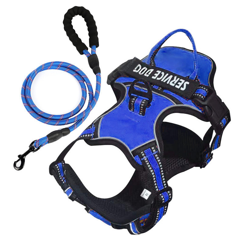Personalized dog harness with reflective trim & Y-front design, great for walks.