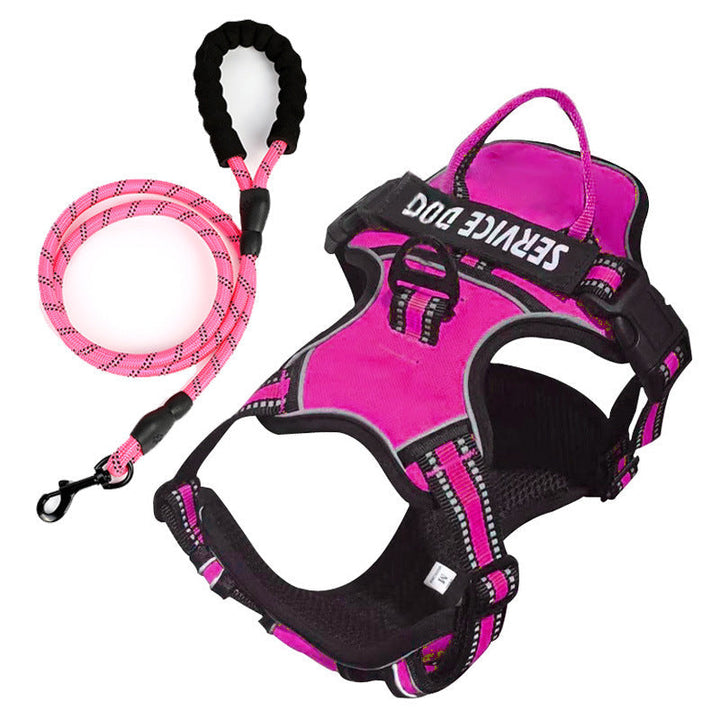 Custom Y-shape dog walking harness with reflective elements, perfect for training.
