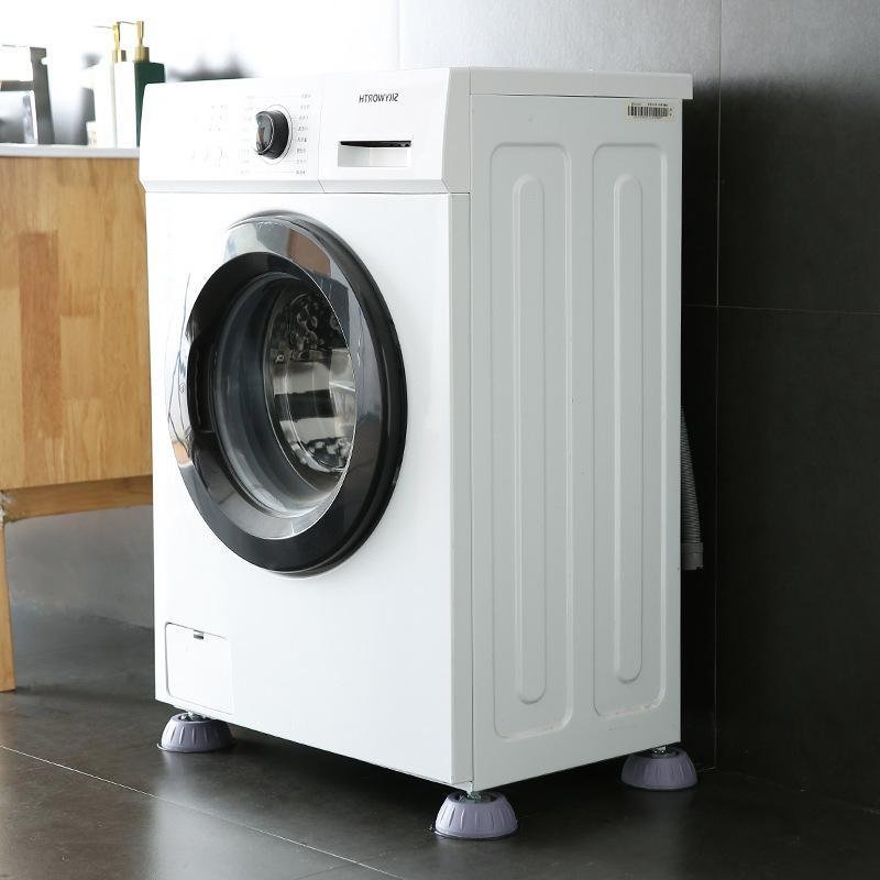Anti-vibration pads under a washing machine. Reduces noise & stops movement. Protects laundry room floor.