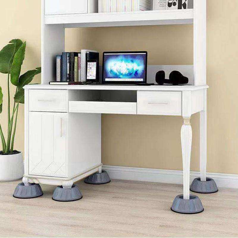 Stability pads under a dryer. Prevents skidding, absorbs vibrations, quiet appliance accessory.