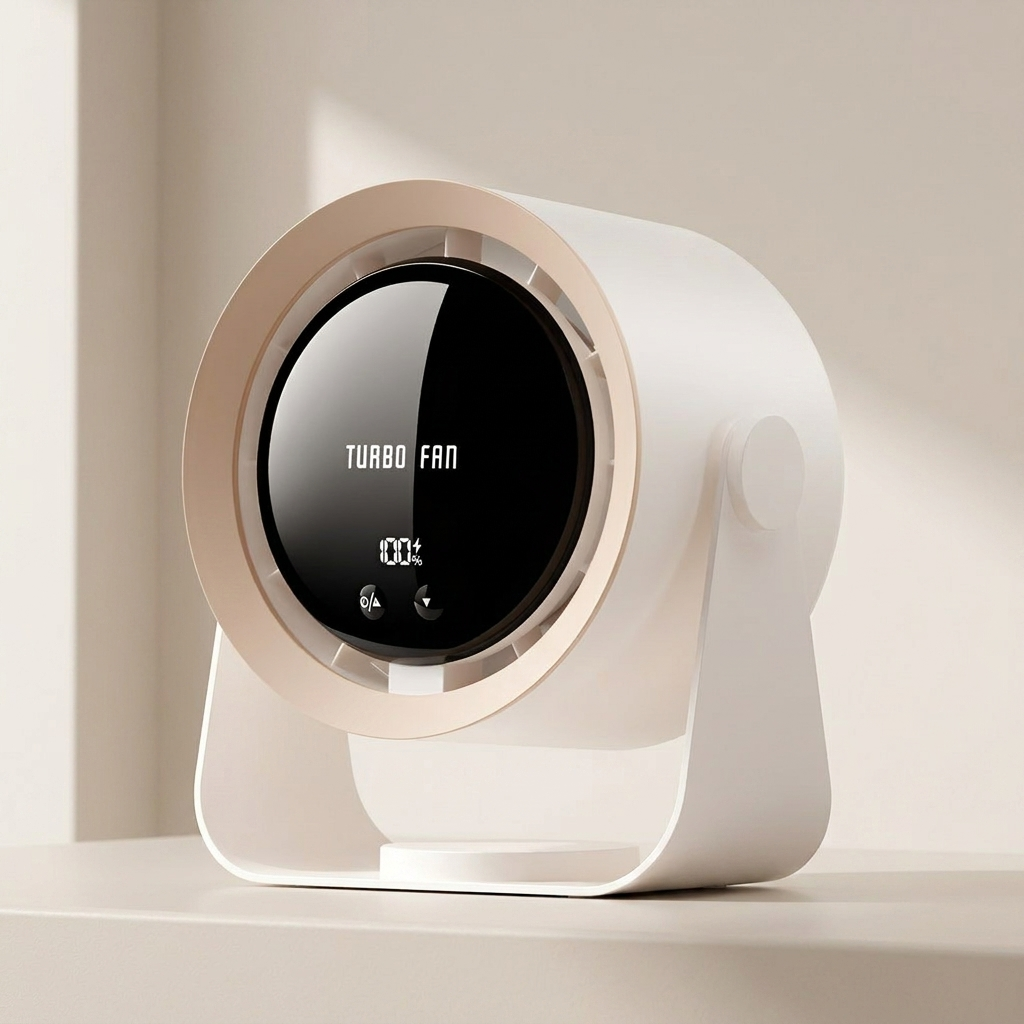 Universal bladeless fan with LED display, quiet air circulator for home comfort.