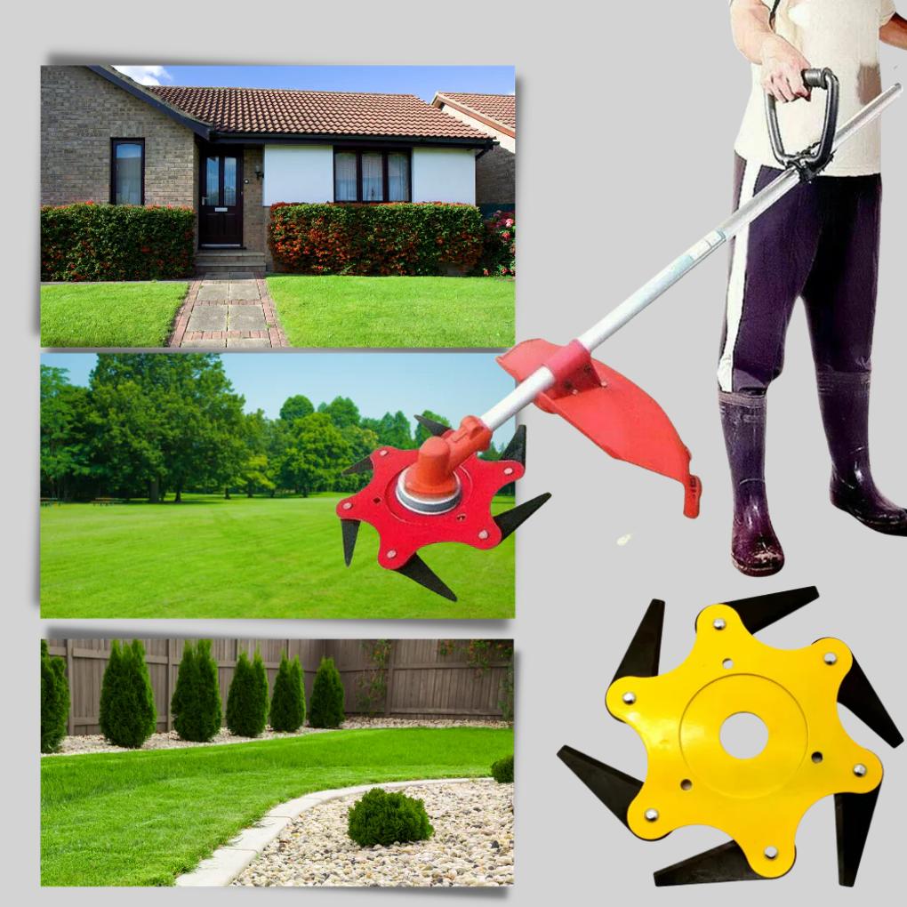 Close-up of universal brush cutter attachment head, ideal for tough lawn care & clearing.