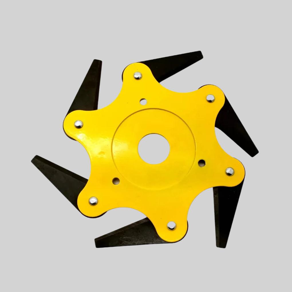 Upgrade your weed trimmer with this universal, heavy-duty brush cutter attachment head.