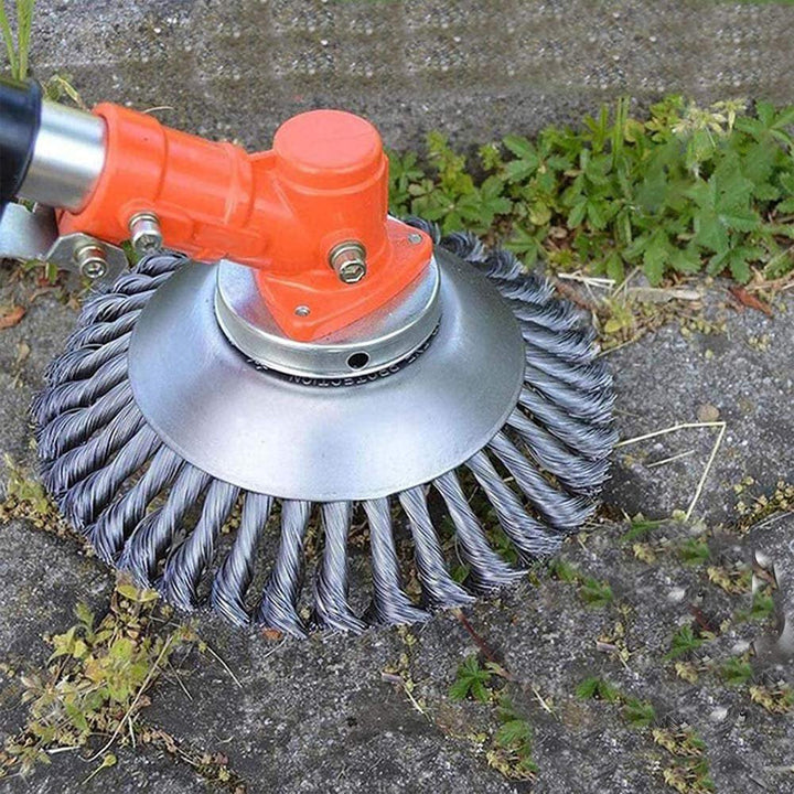 Universal brush cutter head for gas trimmers & weed eaters, perfect for diverse lawn & garden maintenance.