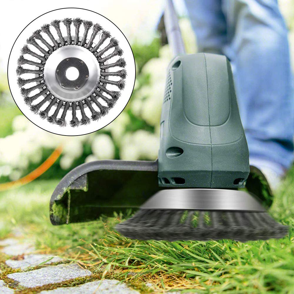 Robust universal brush cutter head, essential outdoor power equipment for clearing brush & dense weeds.