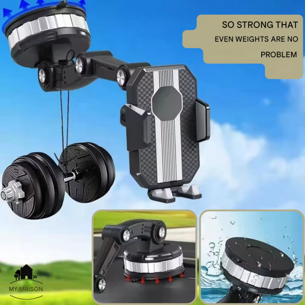 Adjustable universal smartphone car mount with 360° rotation, perfect for hands-free calls & GPS.