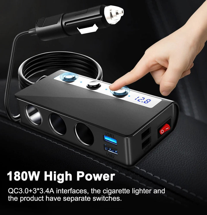 Sleek universal fast car charger adapter; multi-port USB & Type-C for all your auto accessory charging needs.