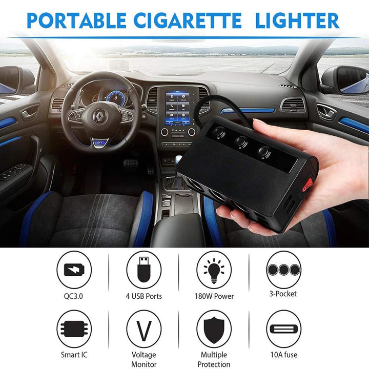 Compact travel gadget: multi-port USB car charger adapter for fast charging on any road trip. Universal power.