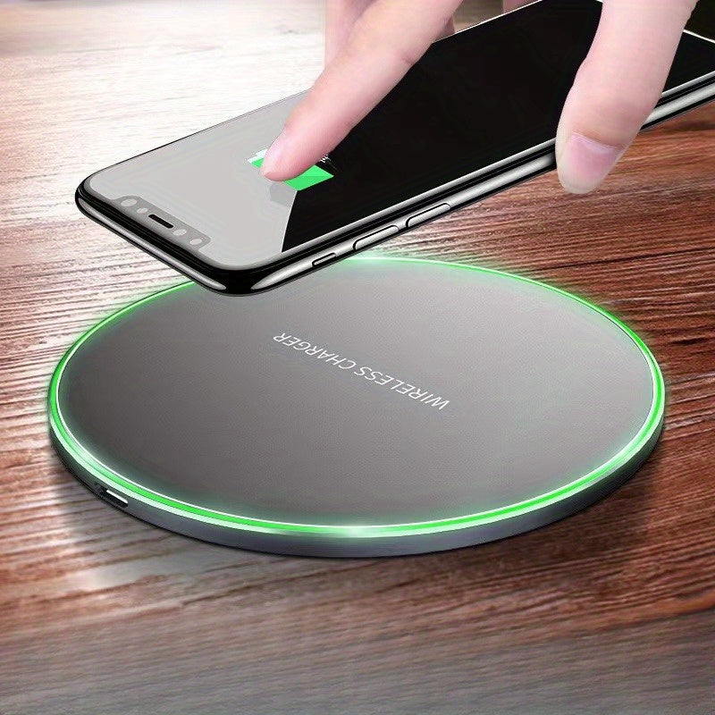 Universal fast wireless charger pad for iPhone & Android smartphones. Cordless tech gadget for desks.