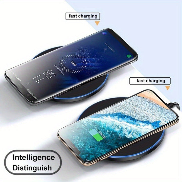 Modern tech gadget: Universal fast wireless charging pad for iPhone and Android smartphones. Convenient power.