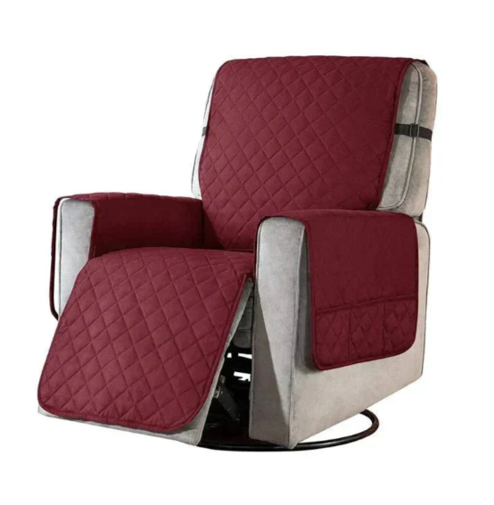 Durable quilted recliner protector, pet friendly & spill resistant for living rooms.