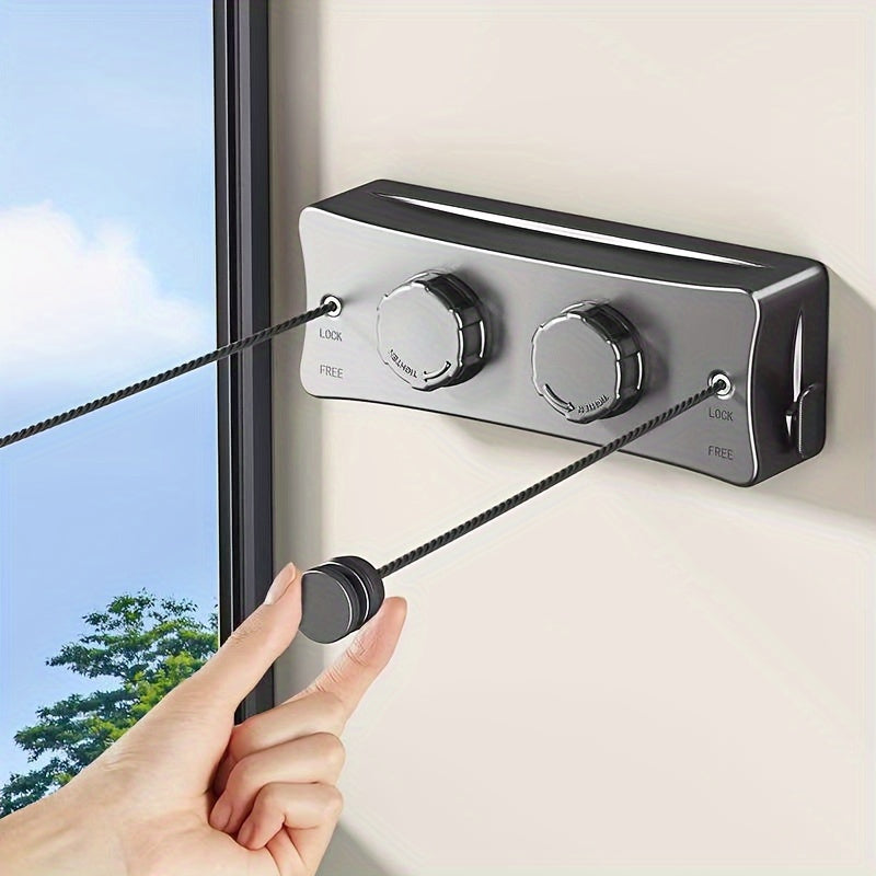 Universal foldable double clothesline for space-saving laundry drying indoors & outdoors.