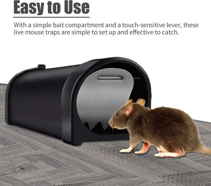 Reusable humane live trap for safe and effective rodent control.