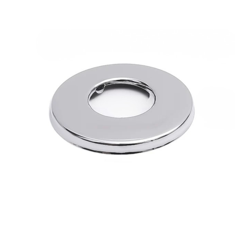 Practical self-adhesive stainless steel faucet pipe cover plate. Enhances bathroom aesthetics and covers pipes.