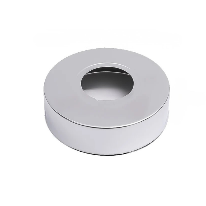 Wall mount self-adhesive stainless steel faucet pipe cover plate, chrome finish. Essential plumbing part.