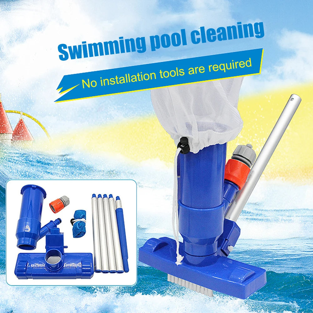 Universal swimming pool vacuum & skimmer set for above-ground & in-ground pools. Essential pool maintenance & debris remover.