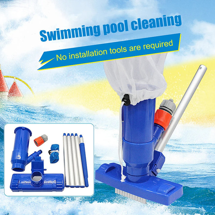 Universal swimming pool vacuum & skimmer set for above-ground & in-ground pools. Essential pool maintenance & debris remover.