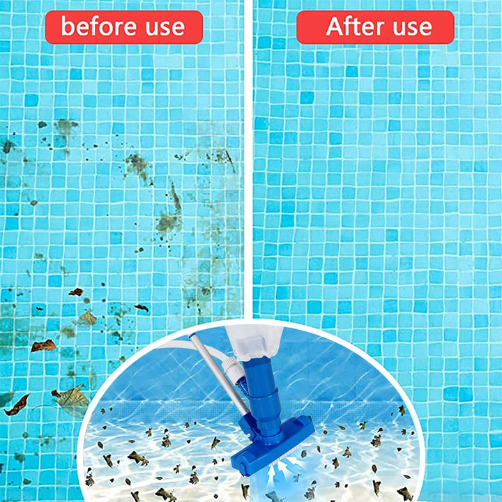 Complete swimming pool vacuum kit with skimmer net for effective pool cleaning, maintaining water clarity & debris removal.