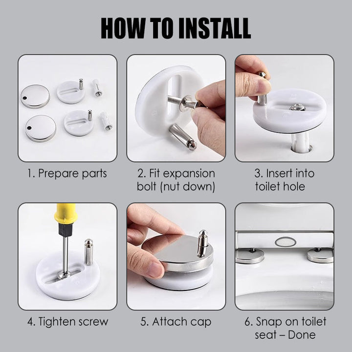 Get a secure toilet seat with this universal stabilizer kit. Simple to install and long-lasting fix for wobbles.