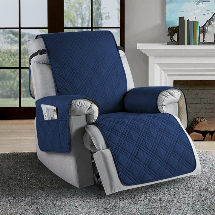 Universal water-resistant recliner slipcover, pet-friendly microfiber furniture protector for living room decor.
