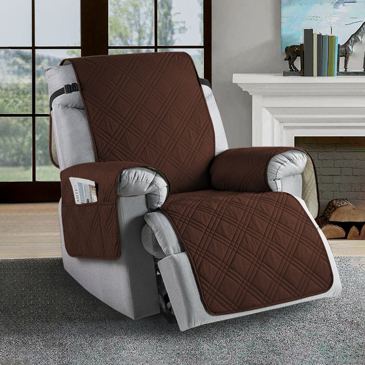 Close-up of soft microfiber recliner slipcover fabric, highlighting water-resistant quality & texture.