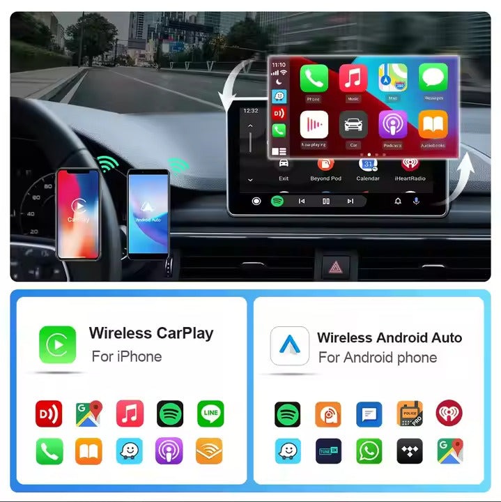 MVBTOOL wireless receiver for CarPlay & Android Auto, providing reliable auto connectivity & navigation.