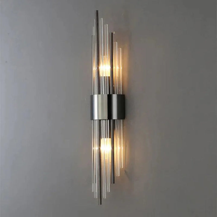 Sleek Modern Crystal Wall Sconce: Veloria LED light, ideal for contemporary home & interior design.