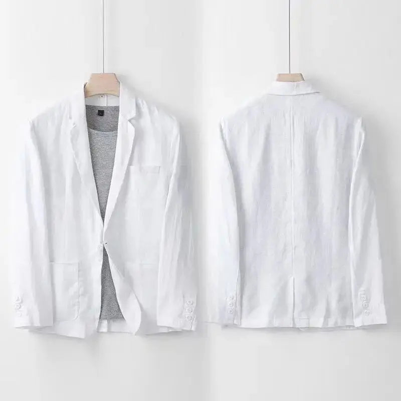 Textured fabric detail of a comfortable men's two-piece suit, emphasizing its lightweight and breathable nature.