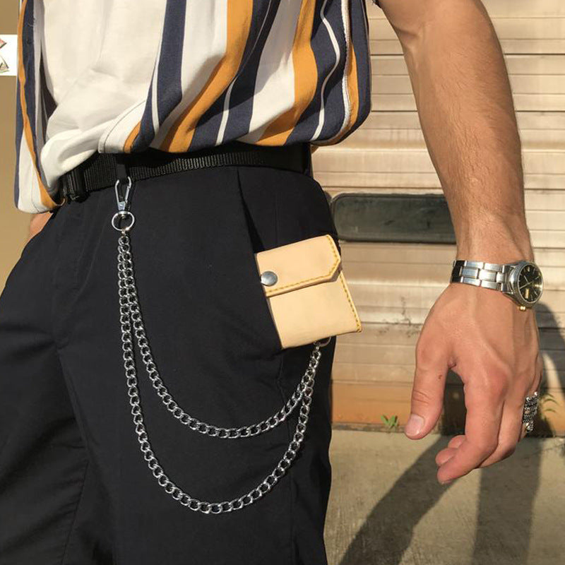 Stylish metal link chain, a durable accessory for keychains, wallet chains, or adding urban and punk fashion flair.