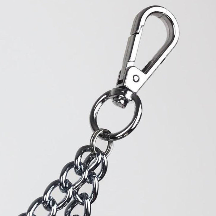 Fashionable link chain accessory, ideal for punk and urban styles. Use as a keychain, wallet chain, or bag decor.