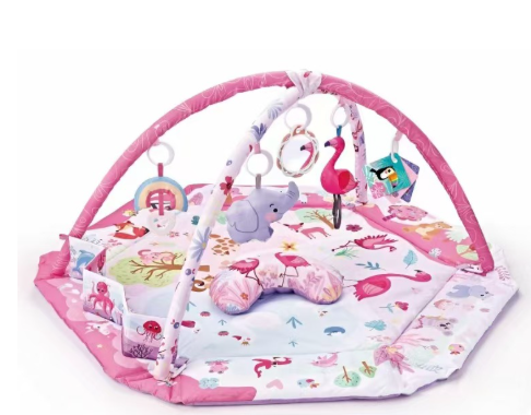 Educational baby activity gym and play mat with a variety of sensory toys to stimulate early learning & development.
