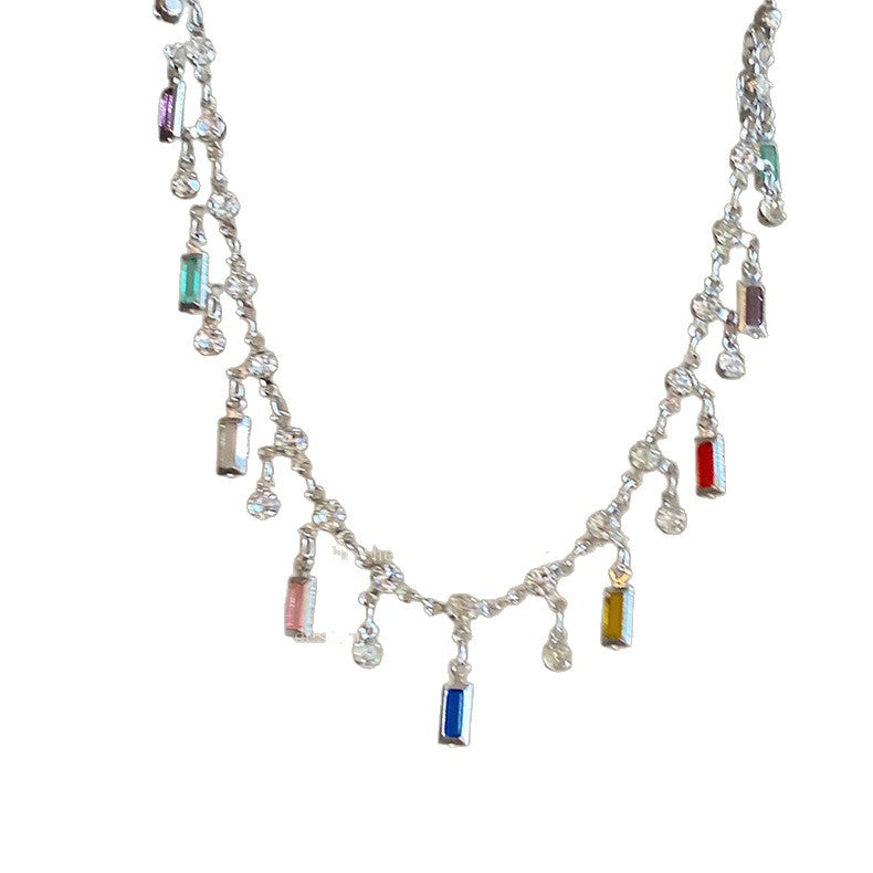 Adjustable Women's Charm Necklace, a vibrant and colorful statement piece, ideal fashion accessory.