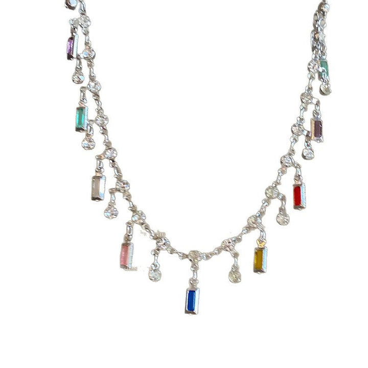 Adjustable Women's Charm Necklace, a vibrant and colorful statement piece, ideal fashion accessory.