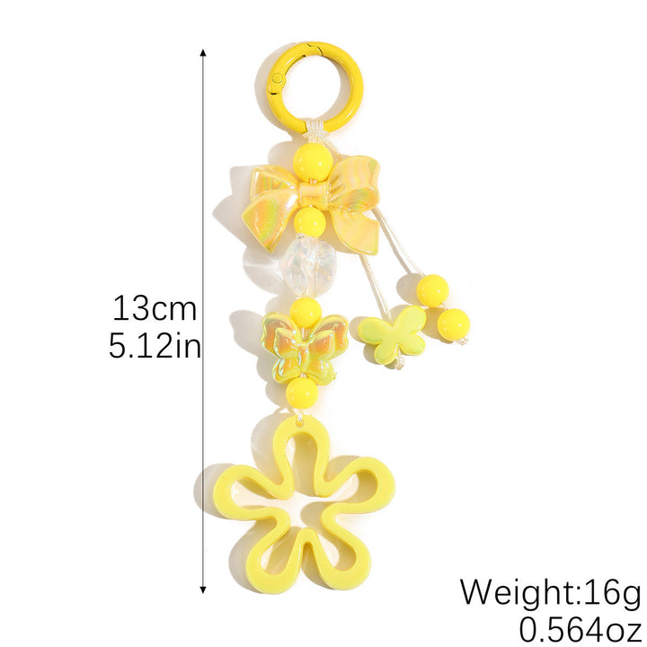 Colorful butterfly and flower keychain, a charming women's accessory for bags & keys.