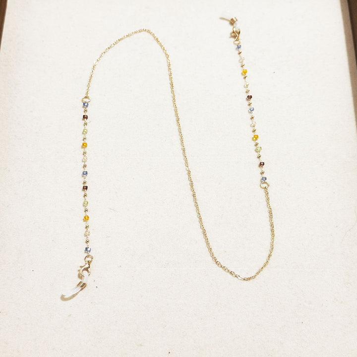 Stylish women's colorful gemstone eyewear chain, perfect gift. Secure and non-slip glasses holder neck strap.