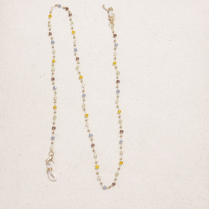 Elegant women's colorful gemstone glasses chain, a durable & non-slip spectacle holder neck strap accessory.