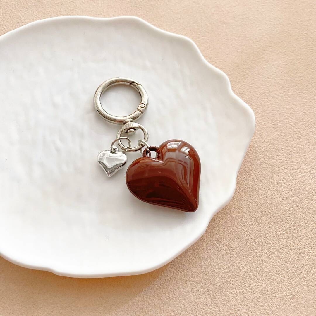 Trendy heart key charm, vibrant and stylish for women's keychains & purses.