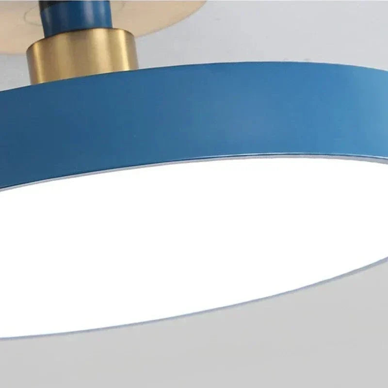 Vibrant Macaron LED ceiling lamp. Modern, colorful lighting for contemporary home decor. Nordic surface mount.