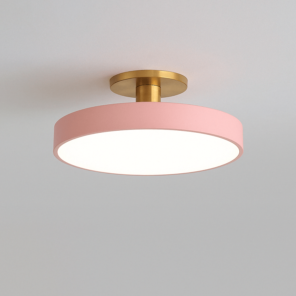 Eye-catching Macaron LED ceiling light. Vibrant, colorful modern lighting for stylish home interiors. Surface mount.