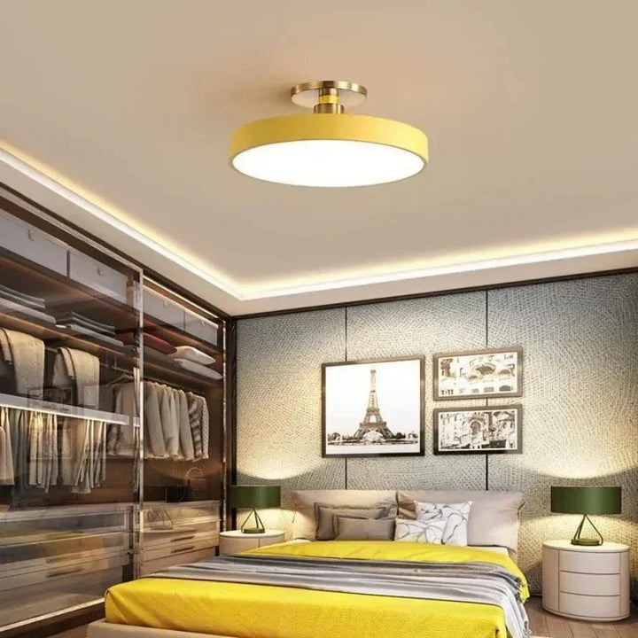 Nordic Macaron LED ceiling light, vibrant and colorful. Modern home decor lighting, easy surface mount installation.
