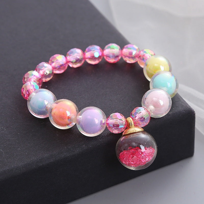 Everyday colorful glass bead stretch bracelet. Vibrant women's accessory, comfortable elastic design.